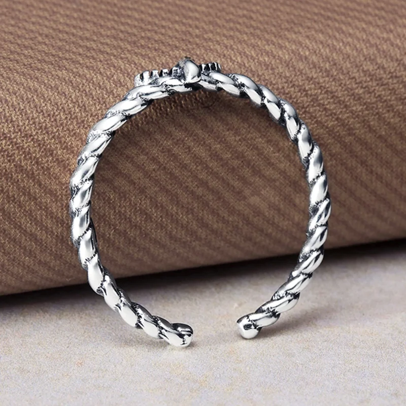 (Bild für) Retro-Nostalgie-Hanfseil-offener Ring im Pandora-Stil - VSR064 - Ansicht 4