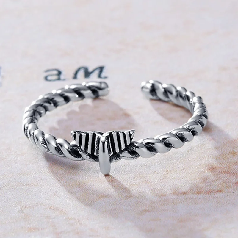 (Bild für) Retro-Nostalgie-Hanfseil-offener Ring im Pandora-Stil - VSR064 - Ansicht 6