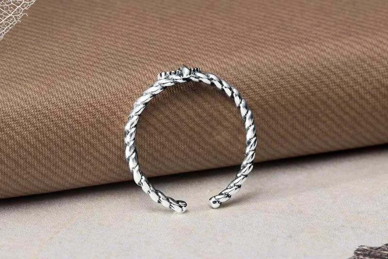 (Bild für) Retro-Nostalgie-Hanfseil-offener Ring im Pandora-Stil - VSR064 - Ansicht 9