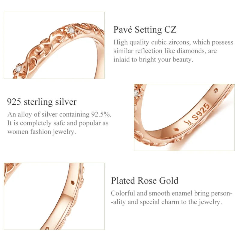 (Bild für) Ring im Pandora-Stil, Roségold mit Retro-Mustern - SCR514 - Ansicht 4