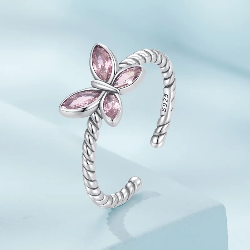 (Bild für) Rosa Schmetterlings-Twist-Ring im Pandora-Stil - SCR872 - Ansicht 2