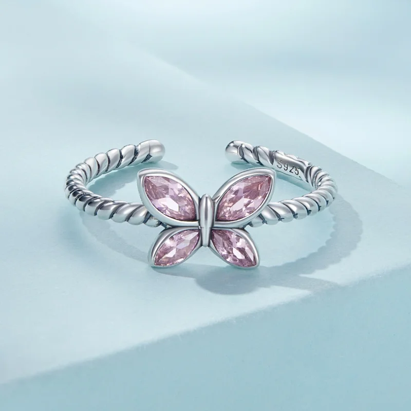 (Bild für) Rosa Schmetterlings-Twist-Ring im Pandora-Stil - SCR872 - Ansicht 3