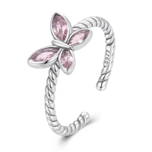 (Bild für) Rosa Schmetterlings-Twist-Ring im Pandora-Stil - SCR872