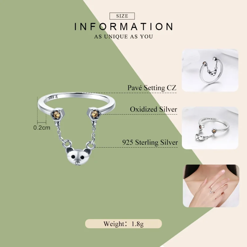 (Bild für) Silberner Bären-Story-Ring im Pandora-Stil - SCR307 - Ansicht 2