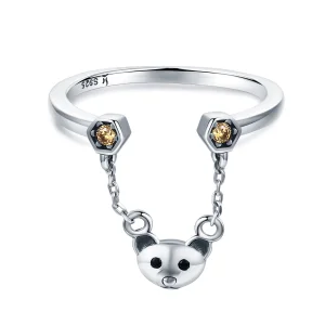 (Bild für) Silberner Bären-Story-Ring im Pandora-Stil - SCR307