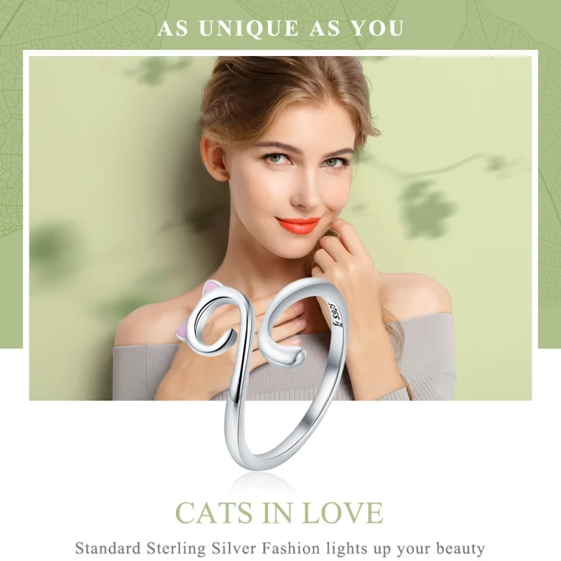 (Bild für) Silberner „Cats In Love“-Ring im Pandora-Stil - SCR341 - Ansicht 2