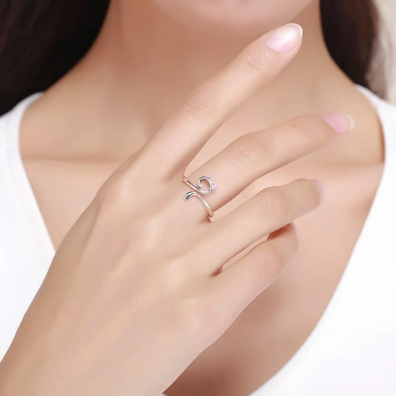 (Bild für) Silberner „Cats In Love“-Ring im Pandora-Stil - SCR341 - Ansicht 3
