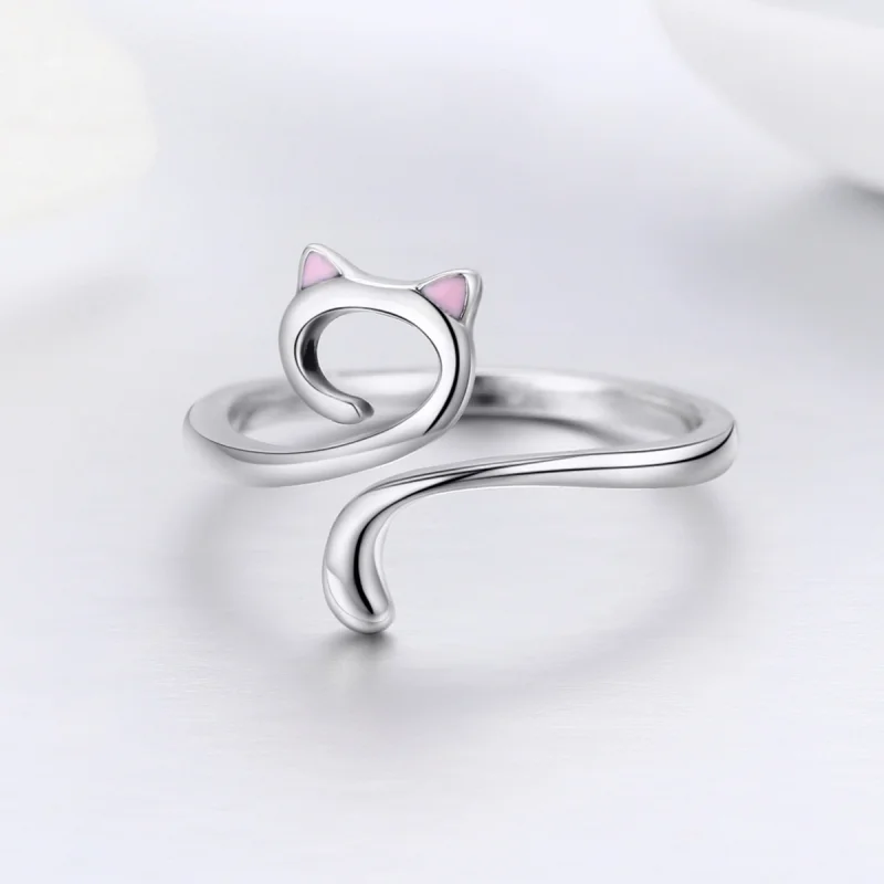 (Bild für) Silberner „Cats In Love“-Ring im Pandora-Stil - SCR341 - Ansicht 5