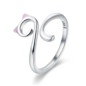 (Bild für) Silberner „Cats In Love“-Ring im Pandora-Stil - SCR341