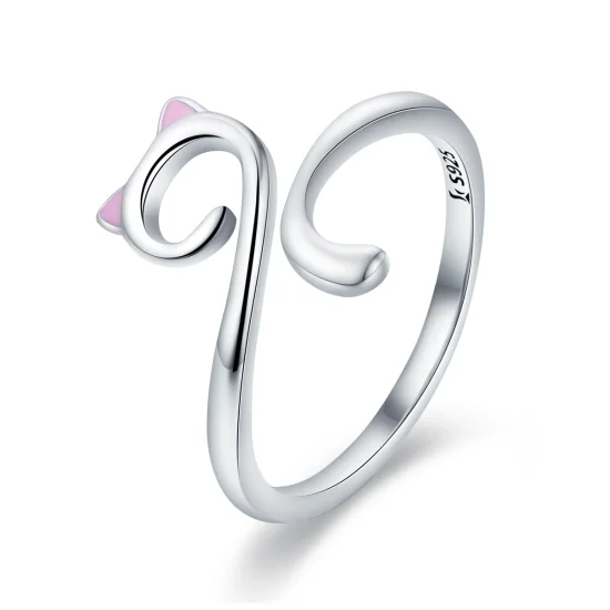 (Bild für) Silberner „Cats In Love“-Ring im Pandora-Stil - SCR341