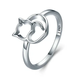 (Bild für) Silberner „Freches Kätzchen“-Ring im Pandora-Stil - SCR104