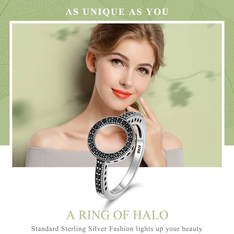 (Bild für) Silberner funkelnder Halo-Ring im Pandora-Stil - SCR112 - Ansicht 3
