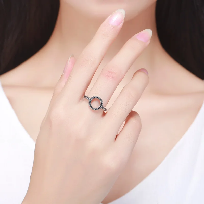 (Bild für) Silberner funkelnder Halo-Ring im Pandora-Stil - SCR112 - Ansicht 8