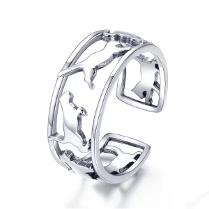 (Bild für) Silberner „Happy Cats“-Ring im Pandora-Stil - SCR473
