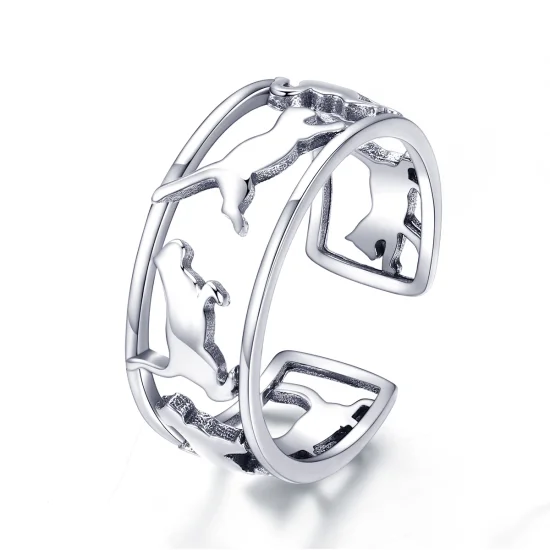 (Bild für) Silberner „Happy Cats“-Ring im Pandora-Stil - SCR473