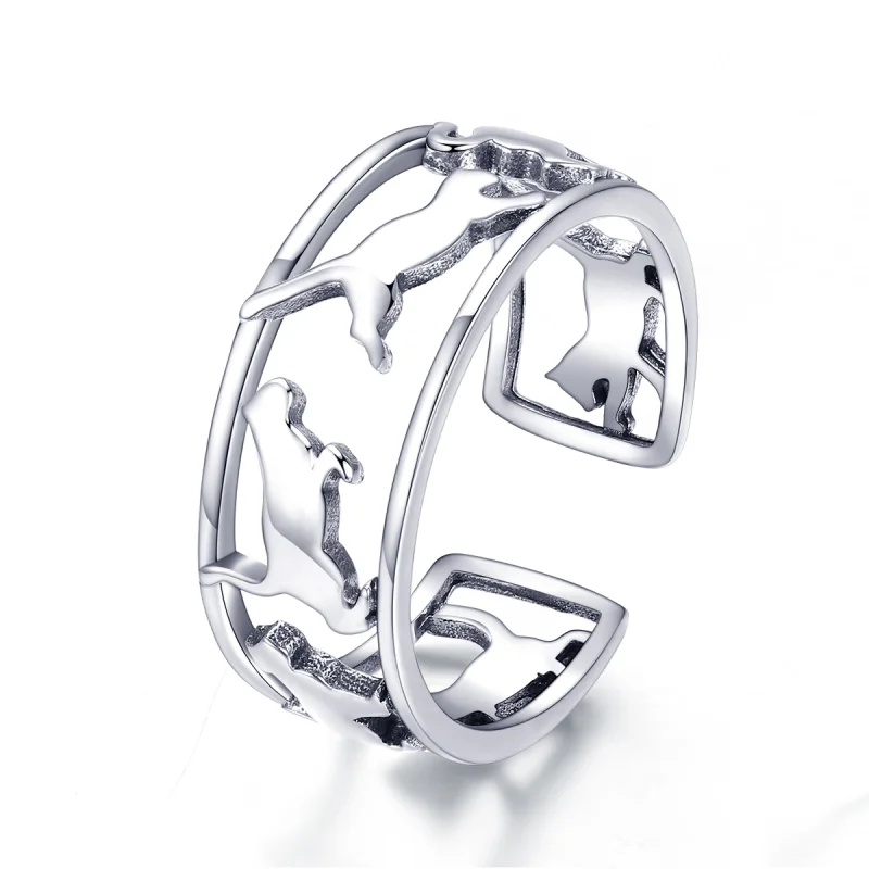 (Bild für) Silberner „Happy Cats“-Ring im Pandora-Stil - SCR473
