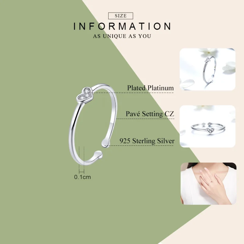 (Bild für) Silberner Herz-Damen-Ring im Pandora-Stil - SCR491 - Ansicht 3