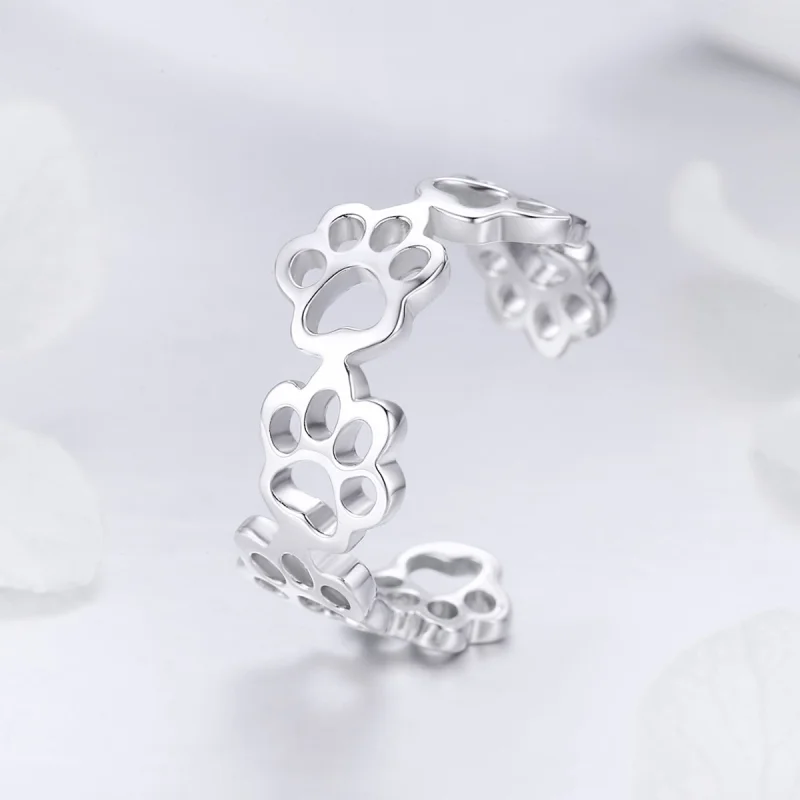 (Bild für) Silberner Paw Trail-Ring im Pandora-Stil - SCR424 - Ansicht 4
