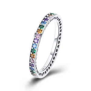(Bild für) Silberner Regenbogenring im Pandora-Stil - SCR392