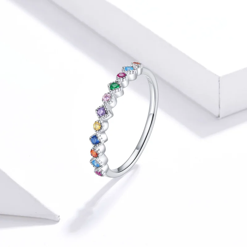 (Bild für) Silberner Regenbogenring im Pandora-Stil - SCR697 - Ansicht 2