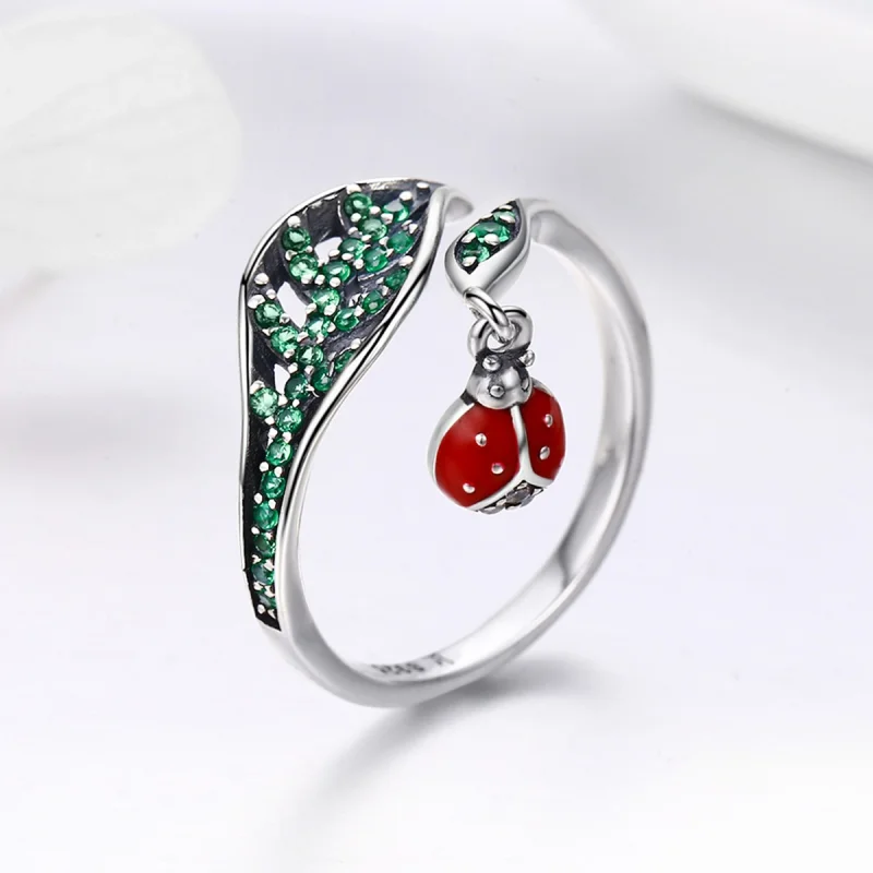 (Bild für) Silberner Ring mit ruhendem Marienkäfer im Pandora-Stil - SCR310 - Ansicht 5