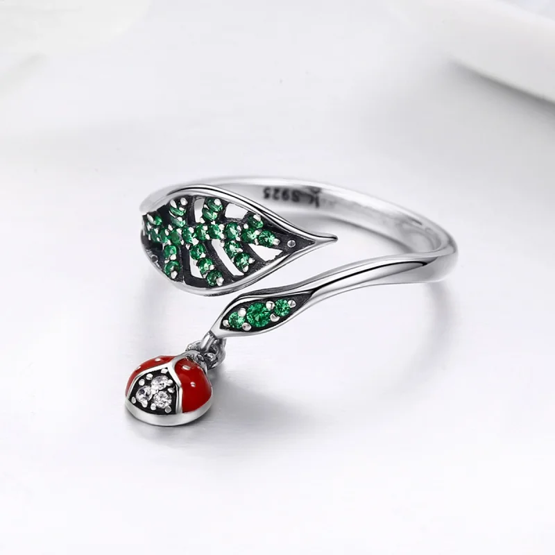(Bild für) Silberner Ring mit ruhendem Marienkäfer im Pandora-Stil - SCR310 - Ansicht 6