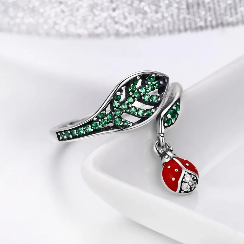 (Bild für) Silberner Ring mit ruhendem Marienkäfer im Pandora-Stil - SCR310 - Ansicht 7