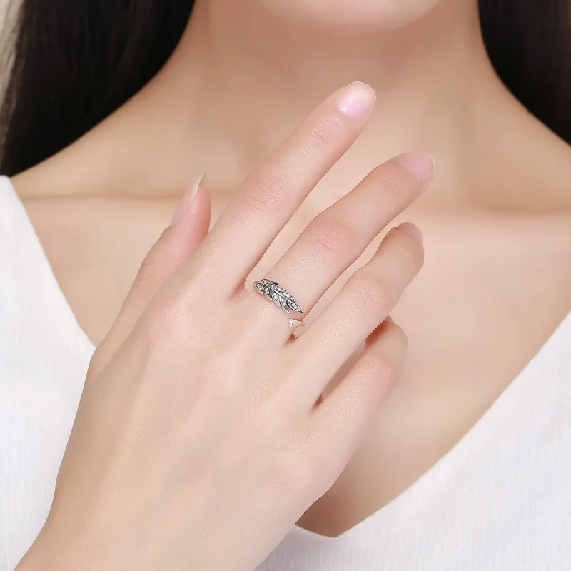 (Bild für) Silberner Ring mit wunderschönen Blättern im Pandora-Stil - SCR313 - Ansicht 3
