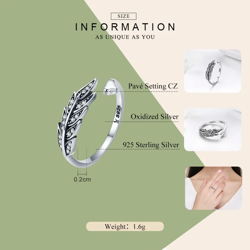 (Bild für) Silberner Ring mit wunderschönen Blättern im Pandora-Stil - SCR313 - Ansicht 4