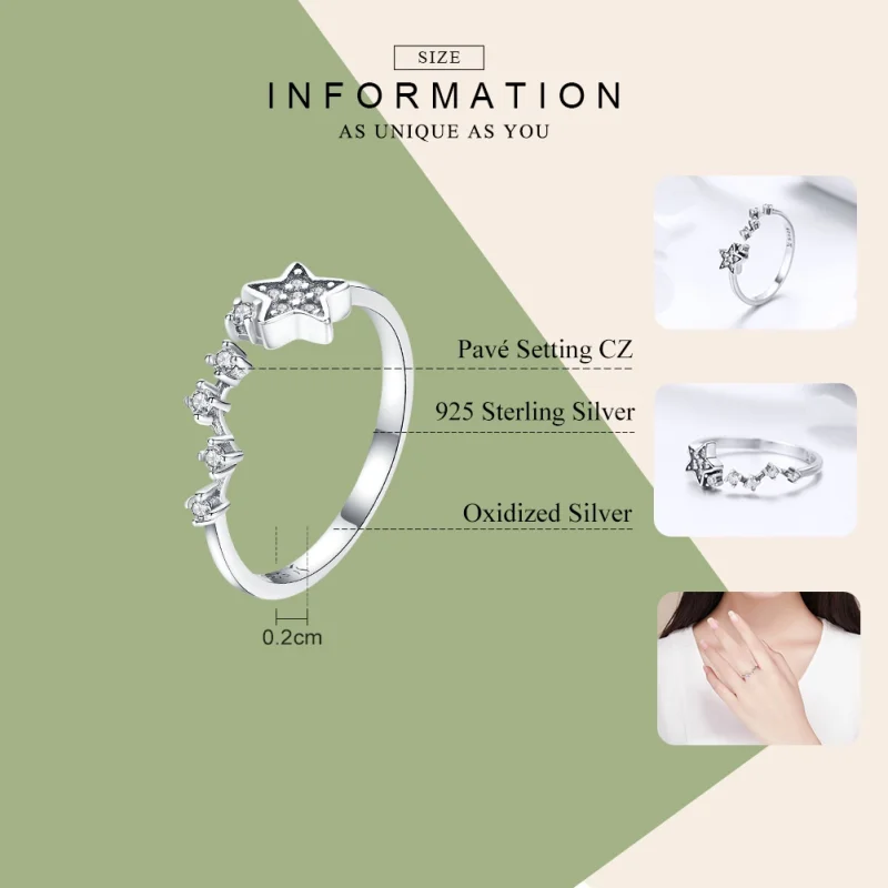 (Bild für) Silberner „Secret of Stars“-Ring im Pandora-Stil - SCR440 - Ansicht 3