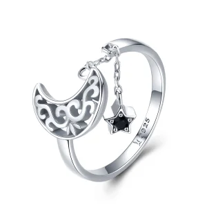 (Bild für) Silberner Sternenlicht-Mond-Ring im Pandora-Stil - SCR479