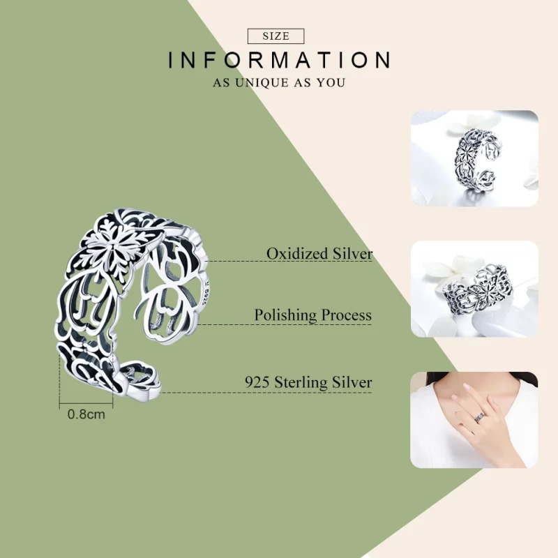 (Bild für) Silberner Vintage-Ring im Pandora-Stil - SCR500 - Ansicht 3