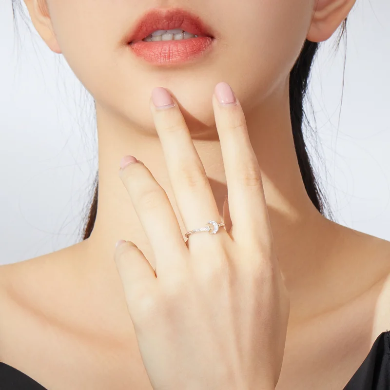 (Bild für) Silberner Vintage-Stern-Mond-Ring im Pandora-Stil - SCR638 - Ansicht 5