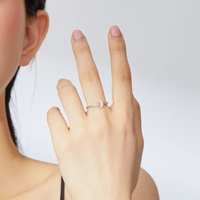 (Bild für) Silberner Vintage-Stern-Mond-Ring im Pandora-Stil - SCR638 - Ansicht 6