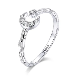 (Bild für) Silberner Vintage-Stern-Mond-Ring im Pandora-Stil - SCR638
