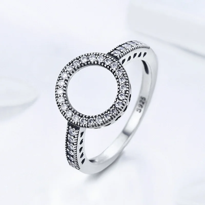 (Bild für) Silberring im Pandora-Stil mit Halo-Ring - SCR041 - Ansicht 3