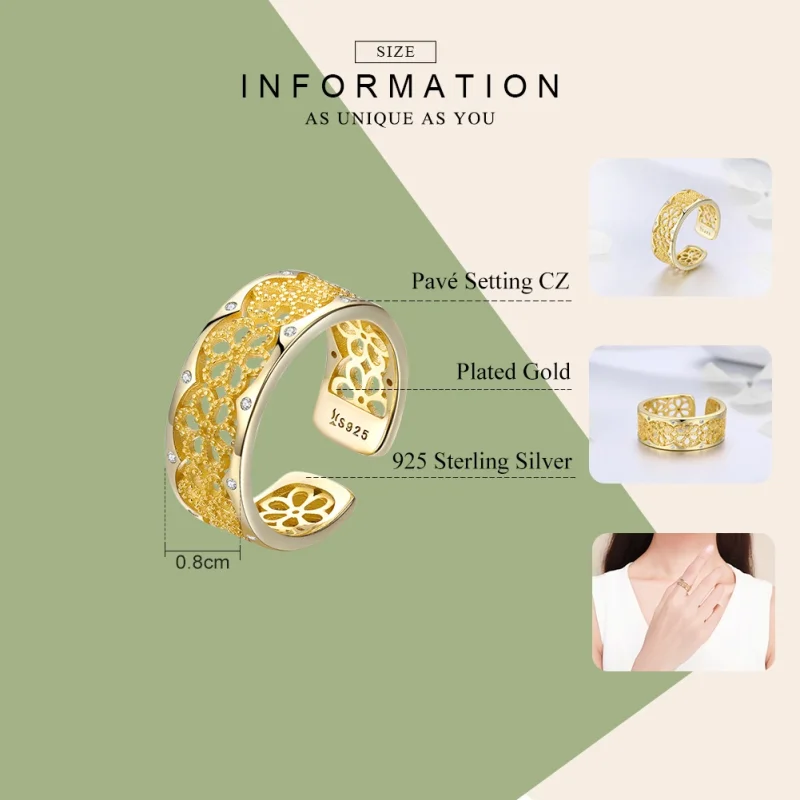 (Bild für) Vergoldeter „Allure From Lace“-Ring im Pandora-Stil - SCR460 - Ansicht 2