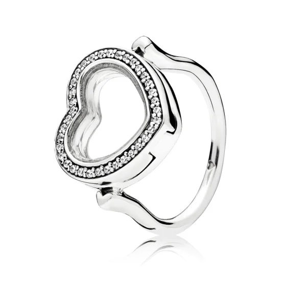 (Bild für) Funkelnder PANDORA Floating Heart Medaillonring - 197252CZ