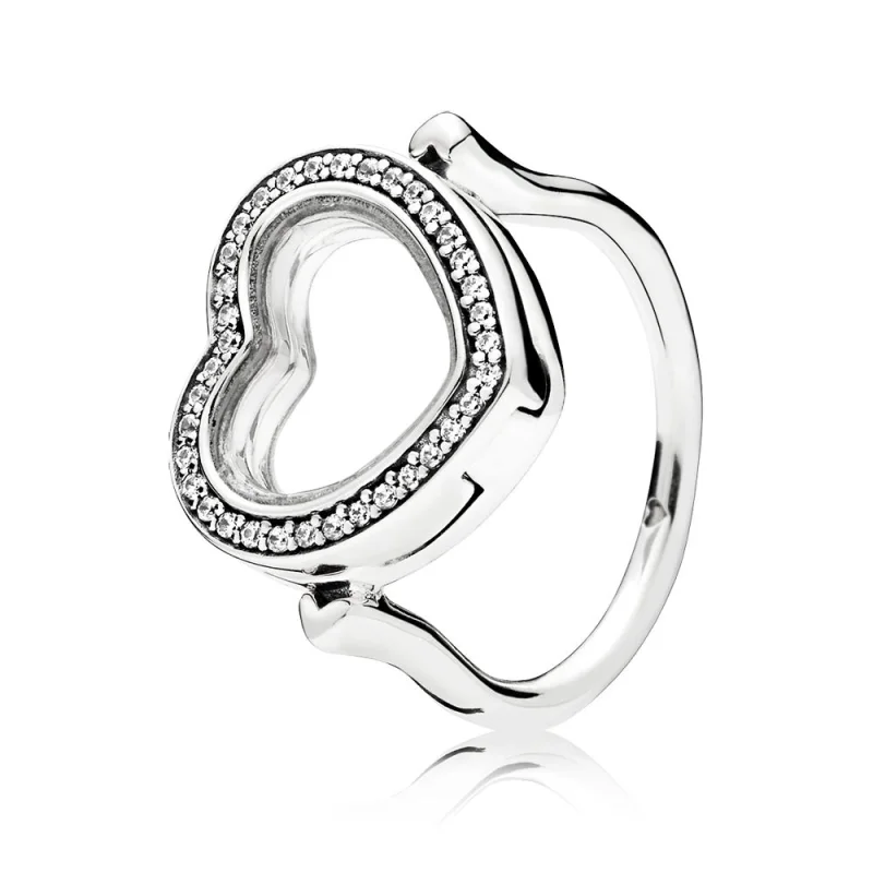 (Bild für) Funkelnder PANDORA Floating Heart Medaillonring - 197252CZ
