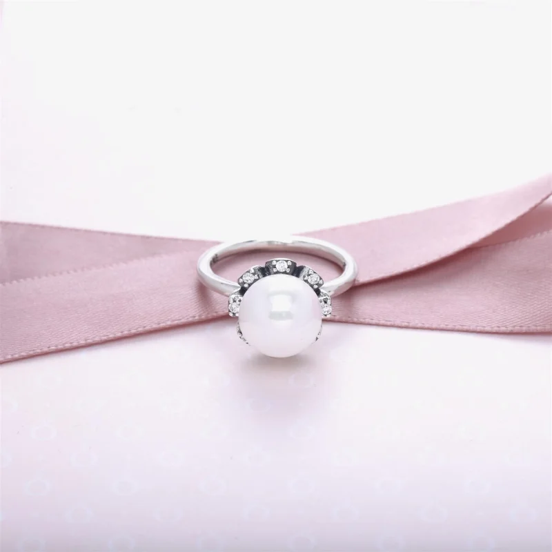 (Bild für) PANDORA Everlasting Grace Stapelring, Perle und klarer Cz - 190916P - Ansicht 2