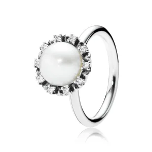 (Bild für) PANDORA Everlasting Grace Stapelring, Perle und klarer Cz - 190916P