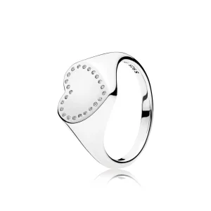 (Bild für) PANDORA Herz-Siegelring, klarer CZ-Ring - 191042CZ