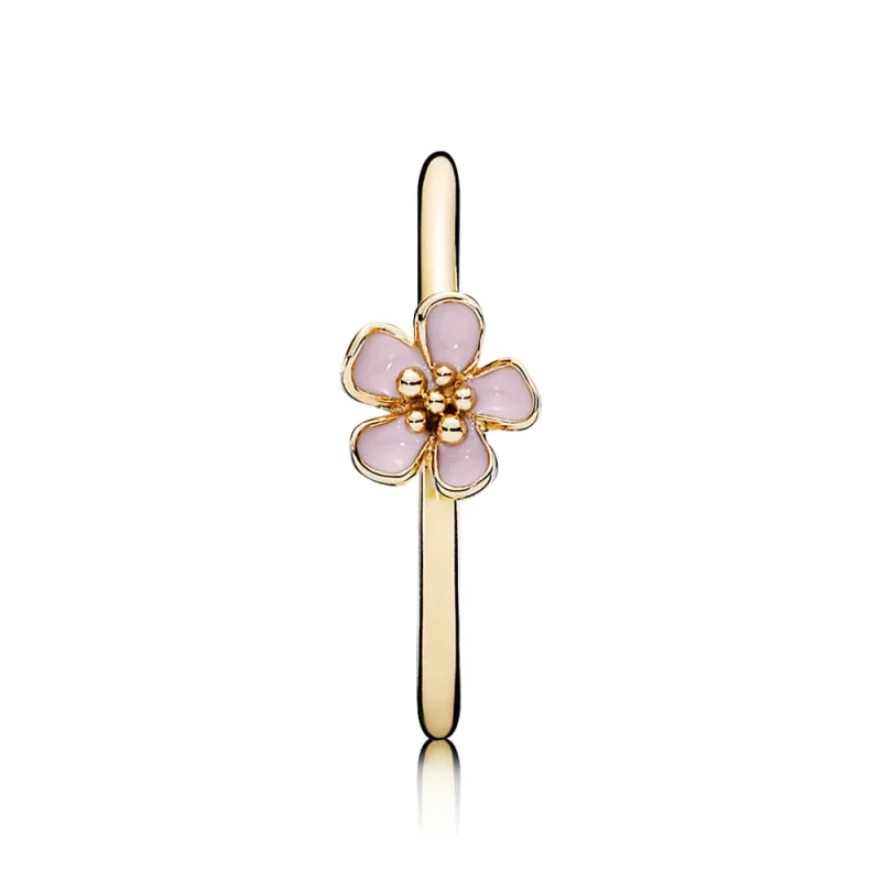 (Bild für) PANDORA Kirschblüten-Stapelring, rosafarbener und 14-karätiger Goldring - 150174 - Ansicht 2