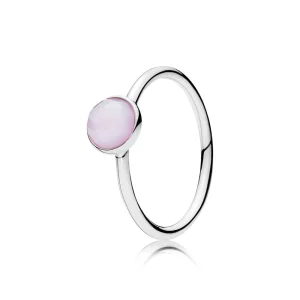 (Bild für) PANDORA Oktober-Tropfenring mit opalisierendem rosa Kristall - 191012NOP