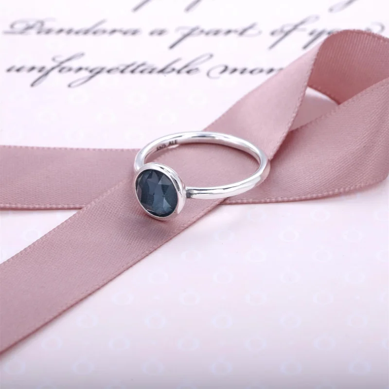 (Bild für) PANDORA-Ring mit Tropfen-Geburtsstein im März - 191012NAB - Ansicht 2