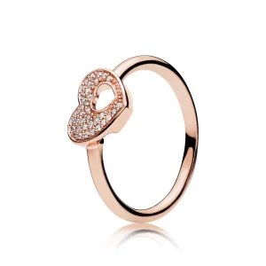 (Bild für) PANDORA Rose™ Ring mit schimmerndem Puzzle-Herzrahmen mit klarem CZ - 186550CZ