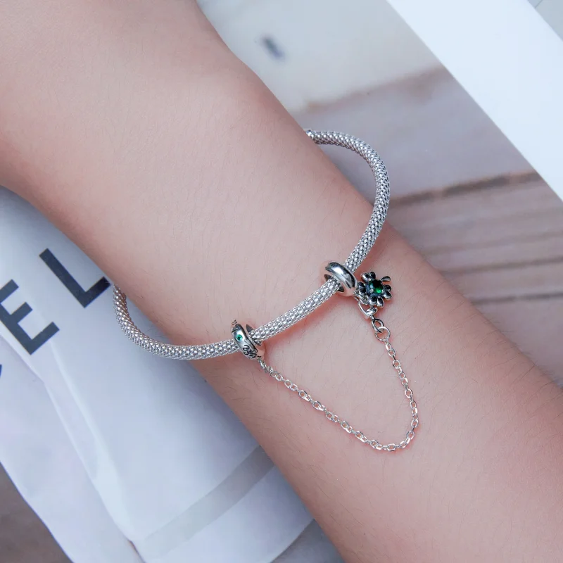 (Bild für) Sicherheitskette im Pandora-Stil mit vierblättrigem Kleeblatt - SCC2372 - Ansicht 5