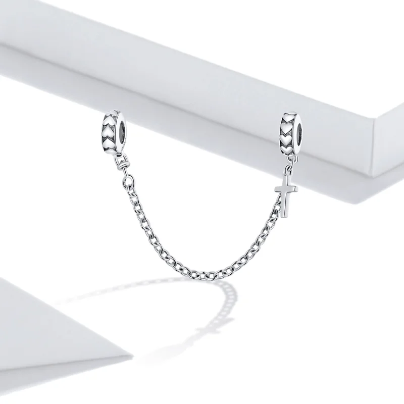 (Bild für) Einfache Kreuz-Sicherheitskette im Pandora-Stil aus Silber - BSC362 - Ansicht 2