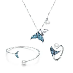 (Bild für) Blaues Meerjungfrau-Schmuckset im Pandora-Stil - SET004