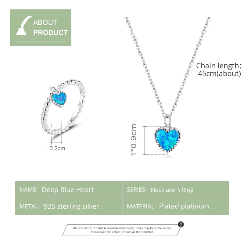 (Bild für) Dunkelblaues Herz-Schmuckset im Pandora-Stil - SET018 - Ansicht 5